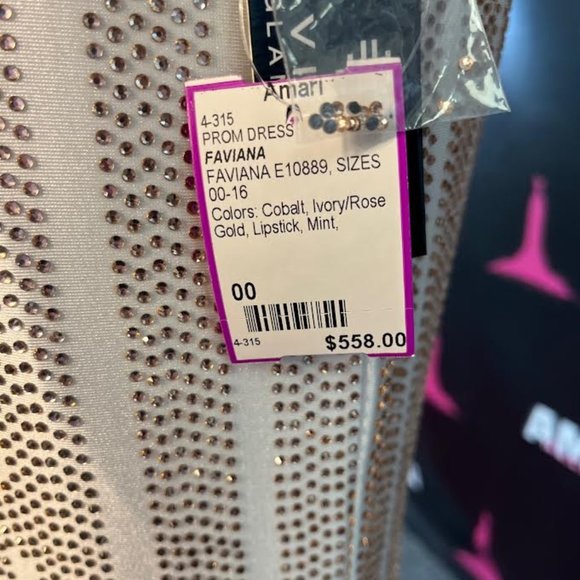 Faviana Prim Dress E10899 Ivory/Rose Gold Size 00 NWT - Picture 4 of 4